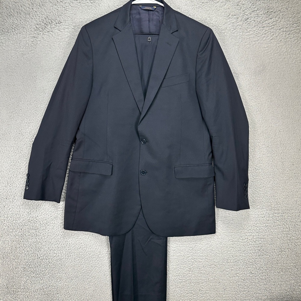 Brooks Brothers 1818 Fitzgerald Mens 2 Piece Suit Pants 42L 36X33 Navy 100% Wool